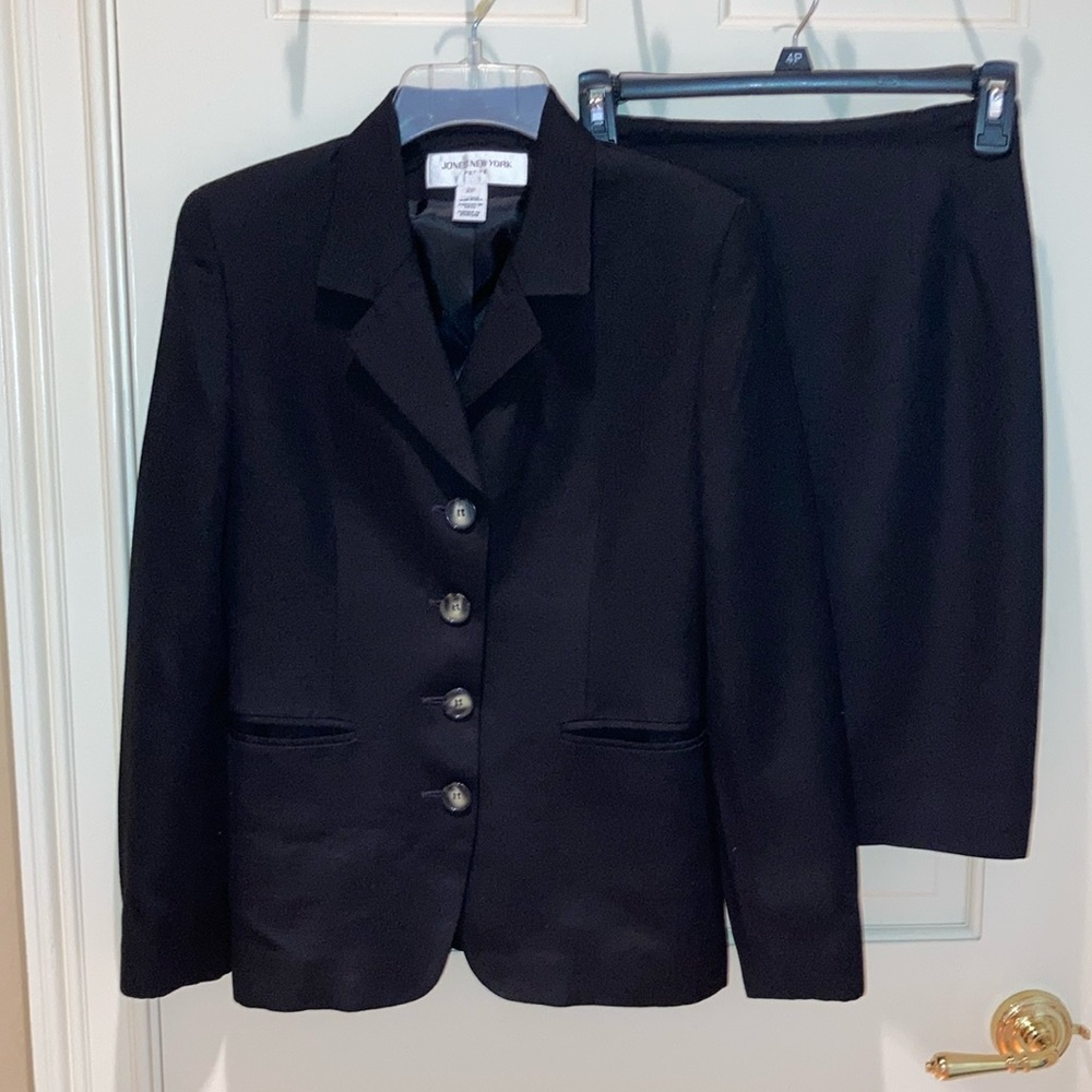 Petite black skirt and jacket. Jones New York.